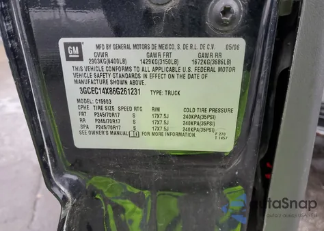 2006 Chevrolet Silverado C1500 из США, поврежденный, VIN 3GCEC14X86G261231